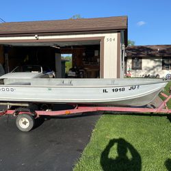 1999 north wood aluminum 14 ft fishing boat with trailer