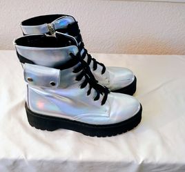 LuxeModa Holographic Cargo Platform Shoes Women Size 9 Gently Used A Few Times