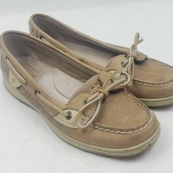 Sperry Top Sider Womens 8.5 M Beige Leather Boat Deck Casual Flats Shoes  