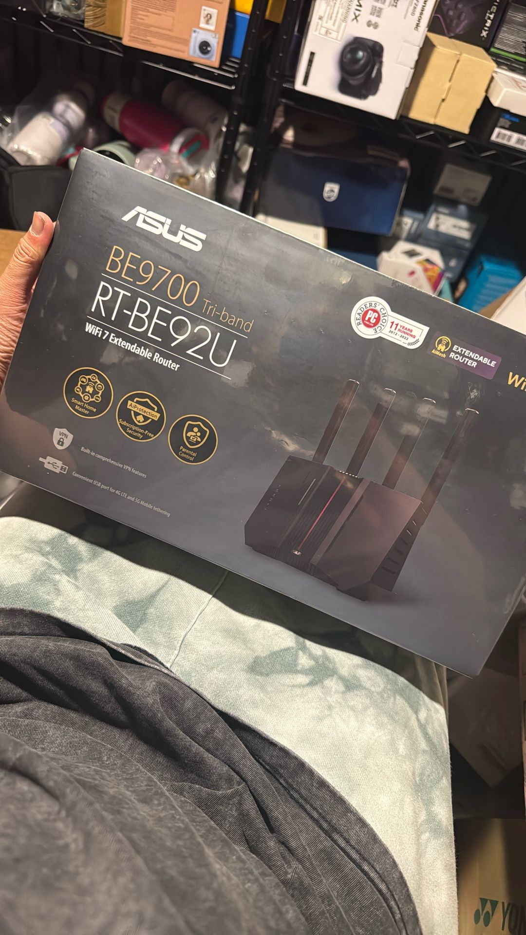 ASUS RT-BE92U BE9700 Tri-Band WiFi 7 Router, Supports New 320MHz Bandwidth & 4096-QAM, MLO, AI WAN Detection, AiMesh Support, Subscription-Free Networ