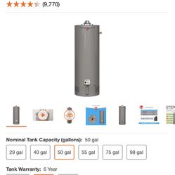 *BRAND NEW* Rheem Performance 50 Gal. Tall 6 Year 38,000 BTU Natural Gas Tank Water Heater