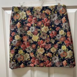 LOFT Multicolor Floral Tapestry Mini Skirt 8