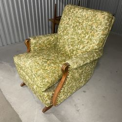 Vintage 40s Rocker With Wood Trim And Lock