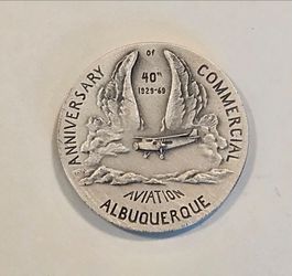1969 Albuquerque 40th Anniversary Of Commercial Aviation .999 Pure Silver Medal