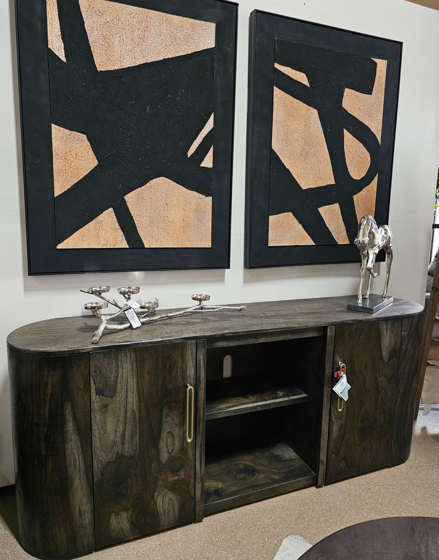 New Quality and Unique Modern 80" Solid Wood TV Stand