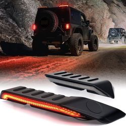 High Mount LED Brake Lights with Turn Signal/Reverse/Brake Light Compatible with Jeep Wrangler JK JKU 2007-2018, Rear Roof Extra Stop Tail Lights, 2PC
