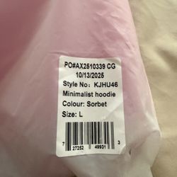 New Cmfrt Hoody Size Large Sorbet Color 