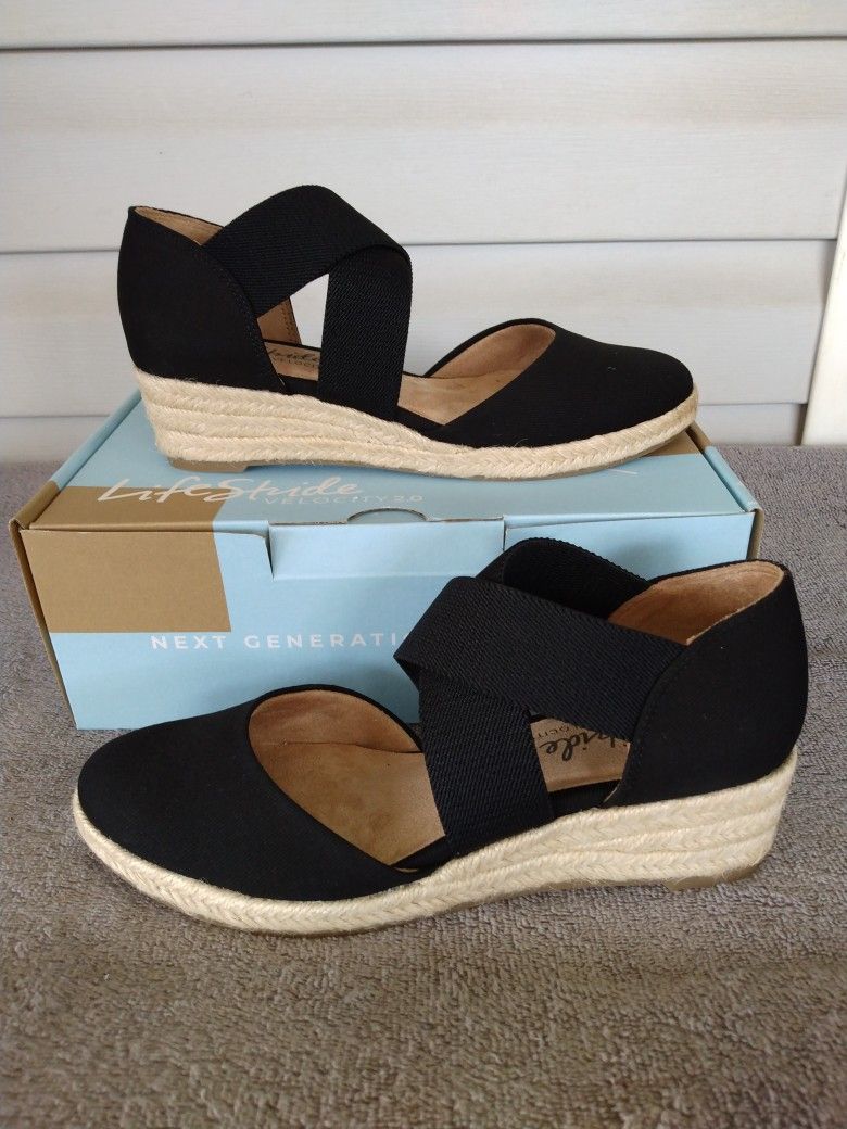 LIFE STRIDE Keaton Espadrille Wedge Sandal Size 6.5M