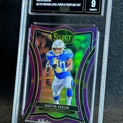 2019 Select ⚡️ Austin Ekeler ⚡️ Premier Level Purple Prizm Die-Cut /75 GMA 9 Mint 💎 - Los Angeles Chargers / Washington Commanders