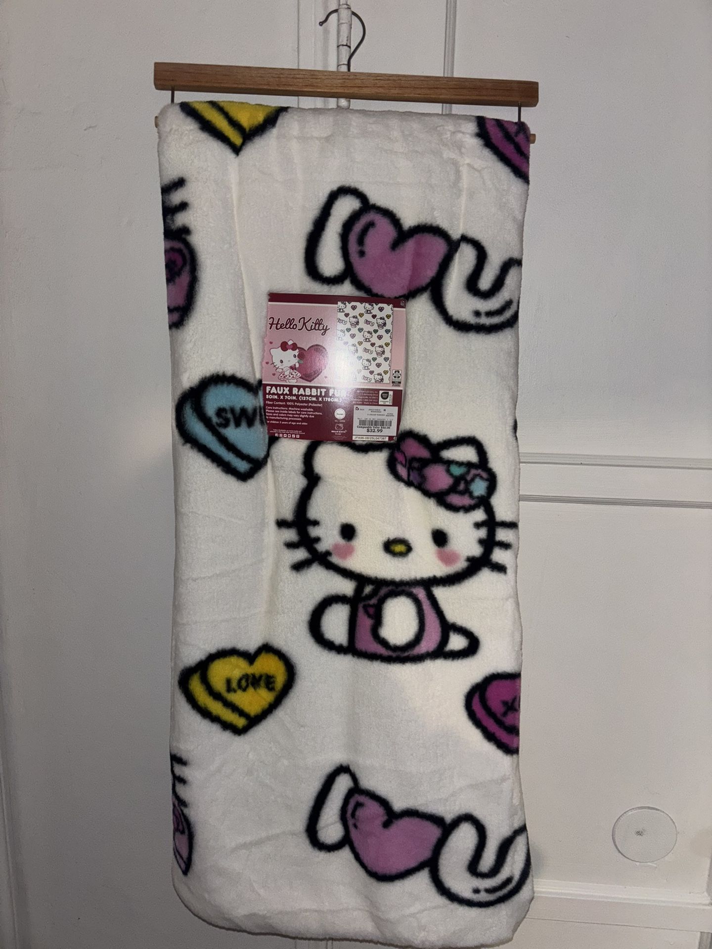 Hello Kitty Valentines Faux Fur Blanket