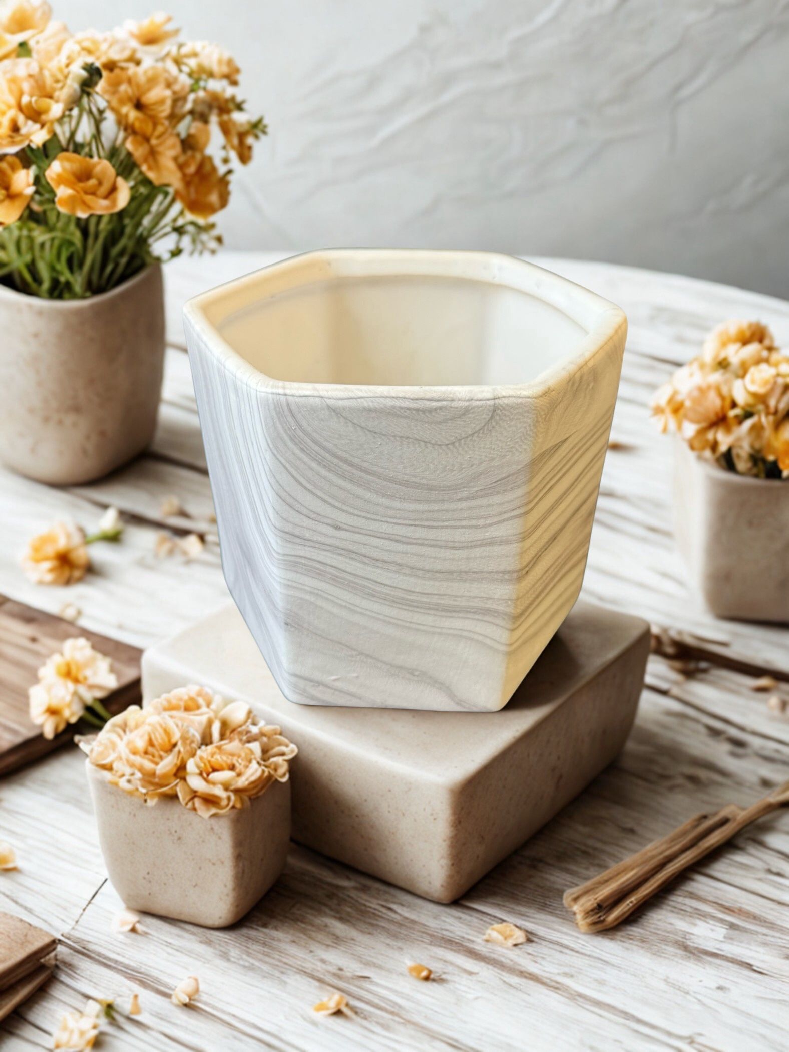 Marbled Colored Pot For Plants