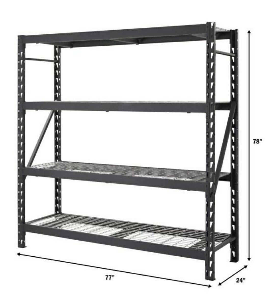 Husky Black Heavy Duty 4-Tier Steel Garage Storage shelf Shelving Unit (77 in. W x 78 in. H x 24 in. D)