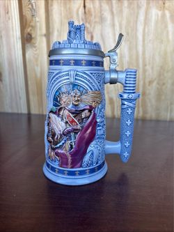 Medieval Knight Ceramic Beer Stein with Lid