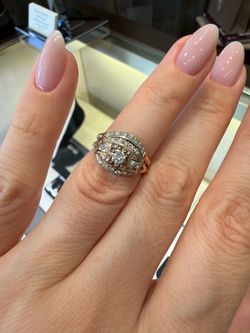 14K yellow gold natural diamonds vintage ring set