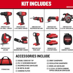 CRAFTSMAN V20 20-volt Max 8-Tool Power Tool Combo Kit with Soft Case (2-Batteries Included and Charg