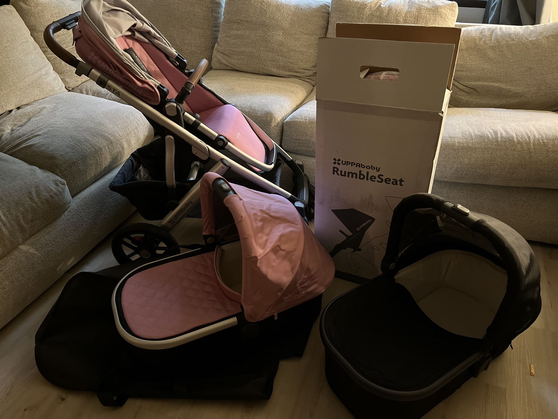 Uppababy Vista Double Stroller with extra accessories