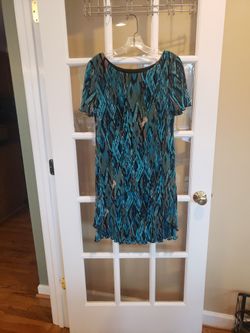 Connected Petite Teal and Black Party/Coctail Dress Size: 10P