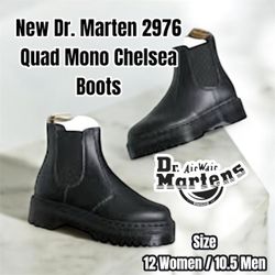 New Dr. Marten  2976 Quad Mono Chelsea Boots, Black Size 12 Women / 10.5 Men