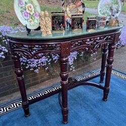 Pan-Asian Carved Rosewood Console/ Foyer Table w/ Marble Top REDUCED to JUST $260!