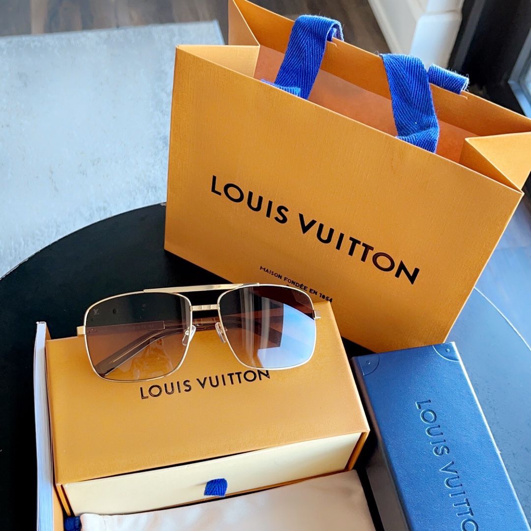 Louis Vuitton Aviator Gold Men’s And Women’s Unisex Sunglasses Shades 