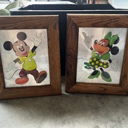 Vintage Foil Wooden Framed Art Pieces 