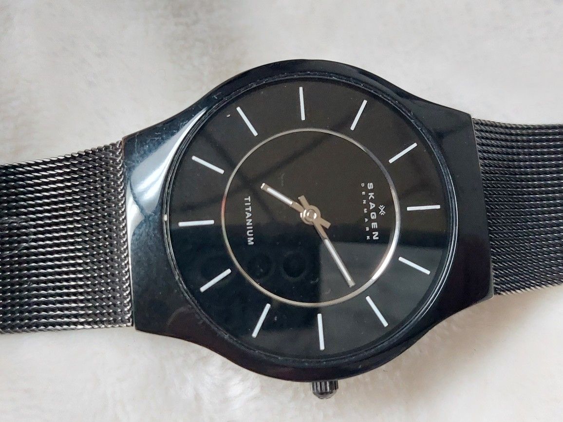 SKAGEN DENMARK Slimline Titanium Series Label Model 233LTMB Mens