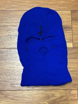 Blue Knit Ski Mask with Embroidered Logo