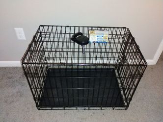 25 inch Small Black Dog Cage, 6 ft leash, & Doggy Bags.