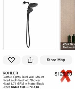 KOHLER Claro 3-Spray Dual Wall-Mount Fixed and Handheld Shower Head 1.75 GPM in Matte Black