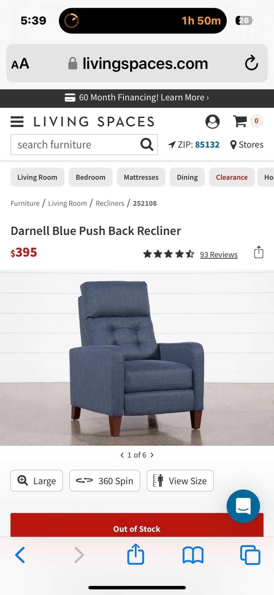 Darnell Recliner Living Spaces