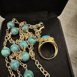Beautiful Set Of Necklace And Ring. 925 Ring Size 5 Or 6