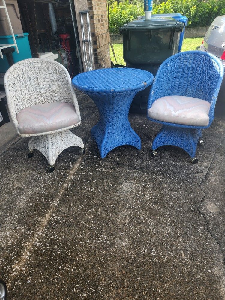 Table And 2 Chairs With Large Glass Top