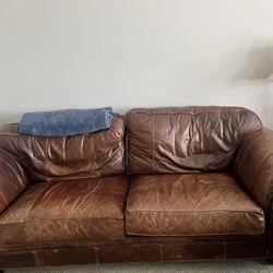 Arhaus Leather Couch & Loveseat Combo