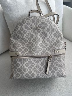 Authentic Kate Spade Spade Flower Backpack Cream Gray – Medium