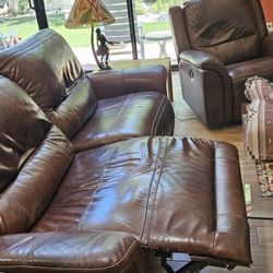 Leather Reclining Sofa And Chair