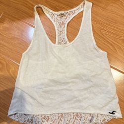 Pre Own Hollister Ladies’ Cream Color Top with Lace Back-Size S