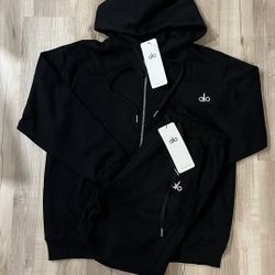 🧥 ALO Black Zip-Up Hoodie + Jogger Set (Men’s) NWT