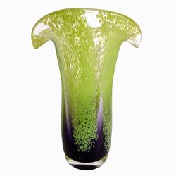Art Glass Green And Deep Purple Vase