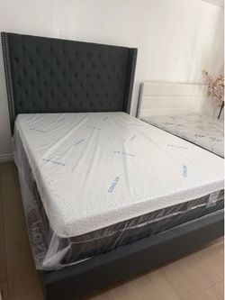 Queen memory foam cool gel with bed frame