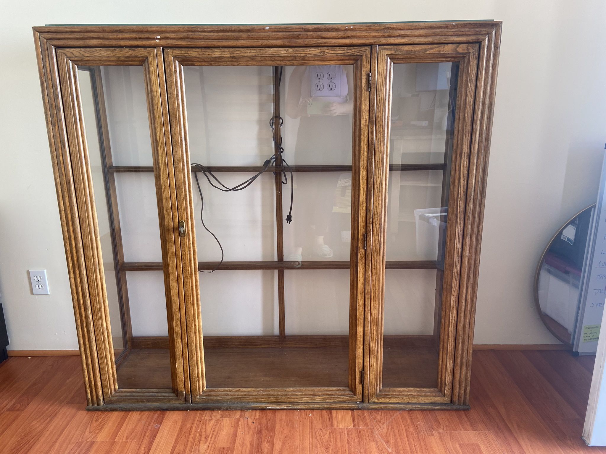 Free — Wood Unit With Glass Shelves And Light 