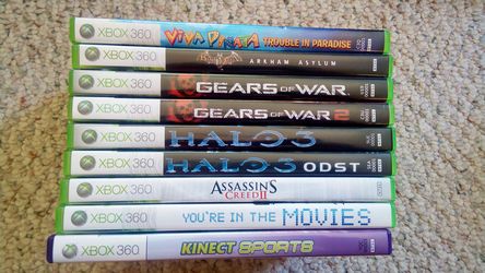10 Xbox 360 Games lot Halo Gears of War Batman Assassin's Creed Viva Pinatas etc