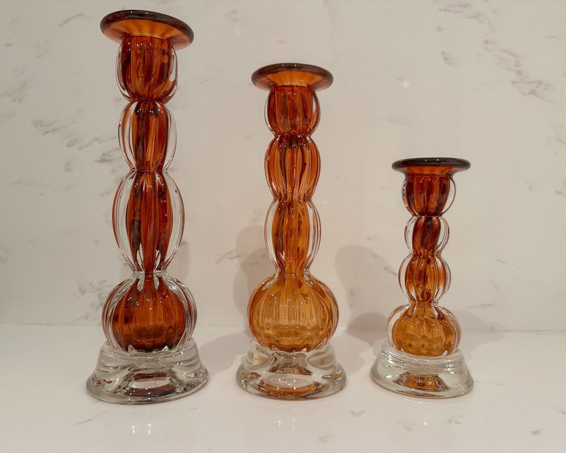 Glass Amber Candle Holder