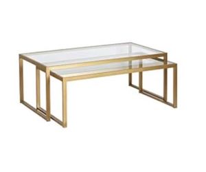 Gold and Glass Coffee Table Set