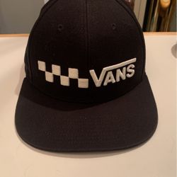 VANS Classic Logo Snapback Hat White Checkered Embroidery Black Cap 