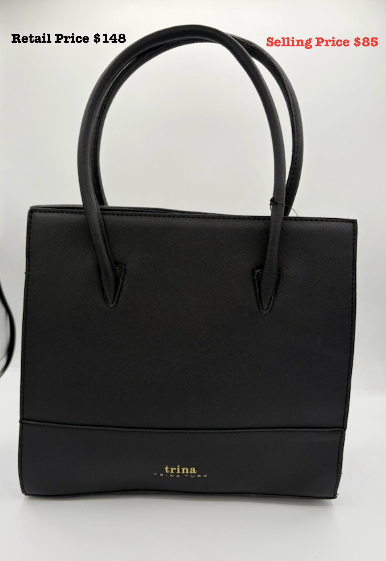 TRINA TURK BLACK TOP HANDLE TOTE