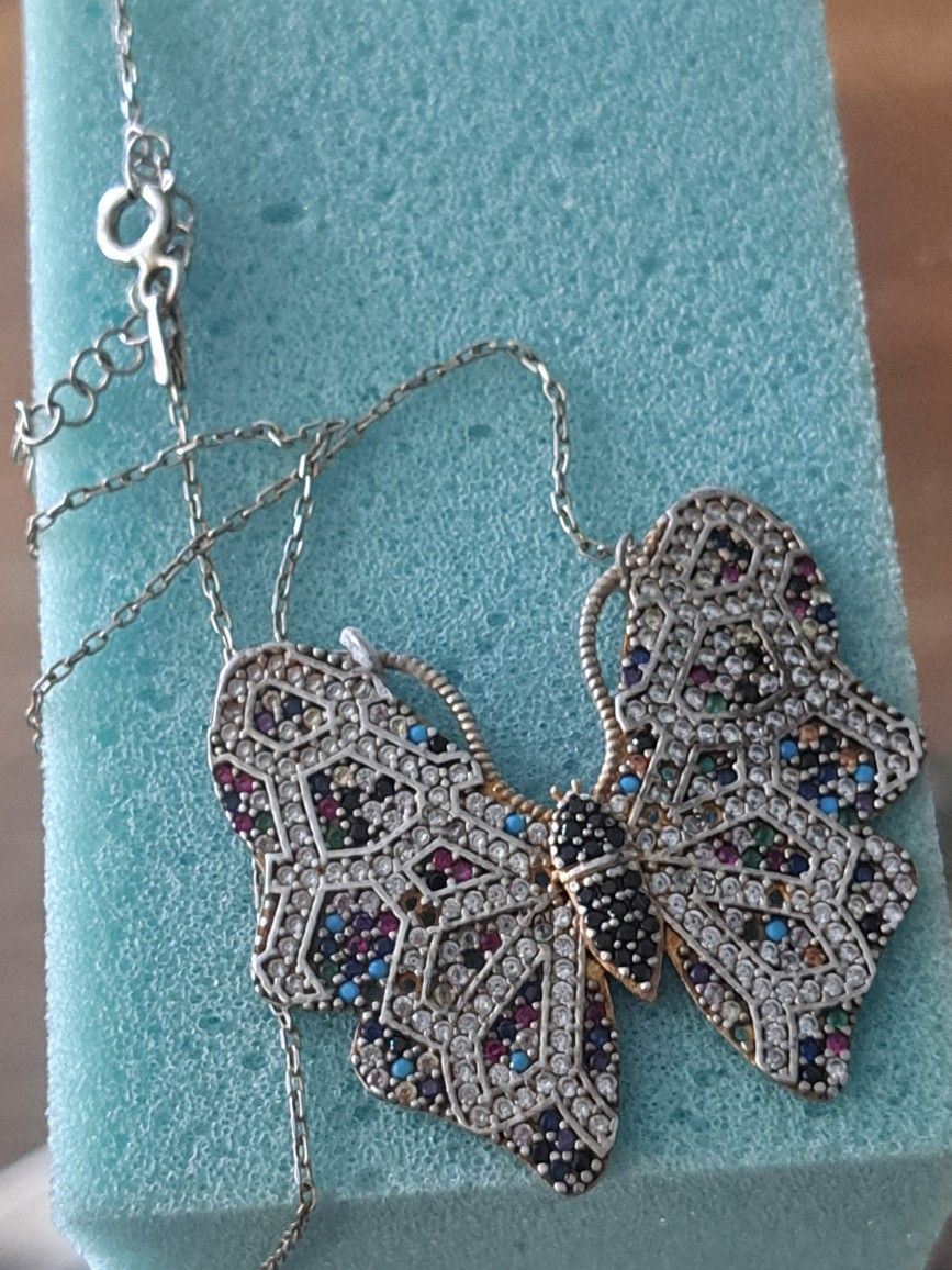 925 Gem Filled Butterfly 🦋 Necklace 