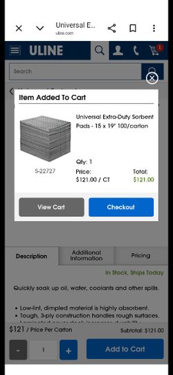 Uline Absorbent Pads