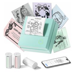 Brand New Sticker Printer, PM290 Mini Printer, Bluetooth Sticker Maker Machine with 3 Rolls Paper, Portable Print Pod for Study Notes, Journal, Lists,