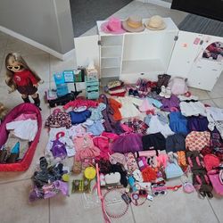 Our Generation Wooden Dresser + Dolls/Clothing Accessories