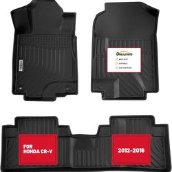 realtrend Car Mats Replacement for Floor Liners Honda CR-V CRV 2012-2016 Heavy Duty All Weather Guard Black Front and Rear Car Carpet-Custom Fit-Tough